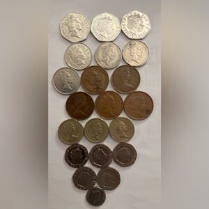 Mixed Vintage British Coin Lot UK Queen Elizabeth II 50p 10p 2p £1 Coins